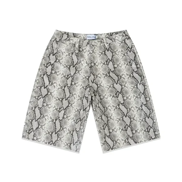 Stolen ArtsWhite Snakeskin Leather Shorts (1)
